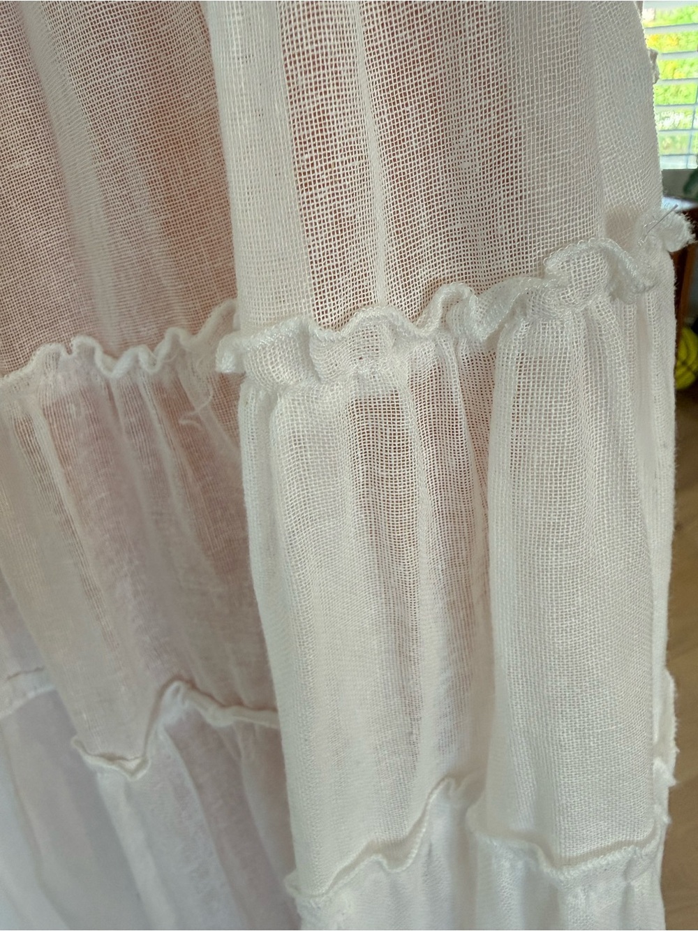 Flowy White Maxi Dress with Tie Neck - Picture 6 of 8